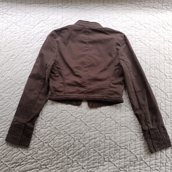 100% Cotton Denim Brown Fitted Jacket - Express - Women’s XS - Picture 2 of 12